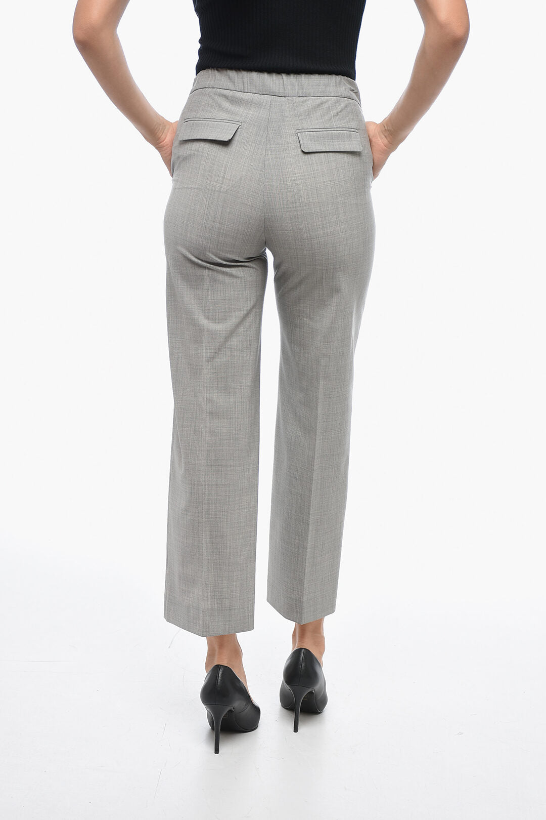 QL2 Virgin Wool Blend SABINA Chinos Pants with Elastic Waistband