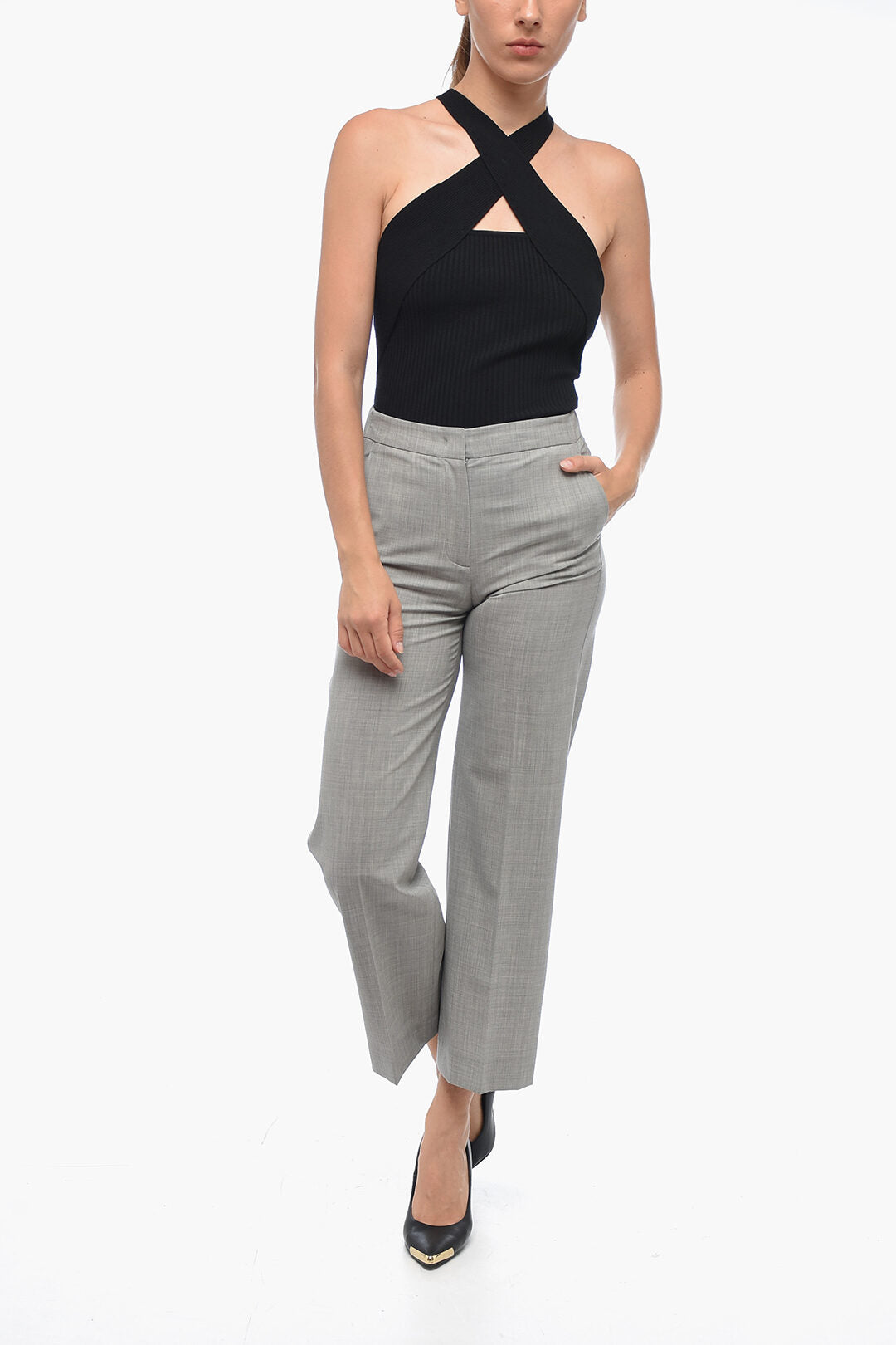 QL2 Virgin Wool Blend SABINA Chinos Pants with Elastic Waistband