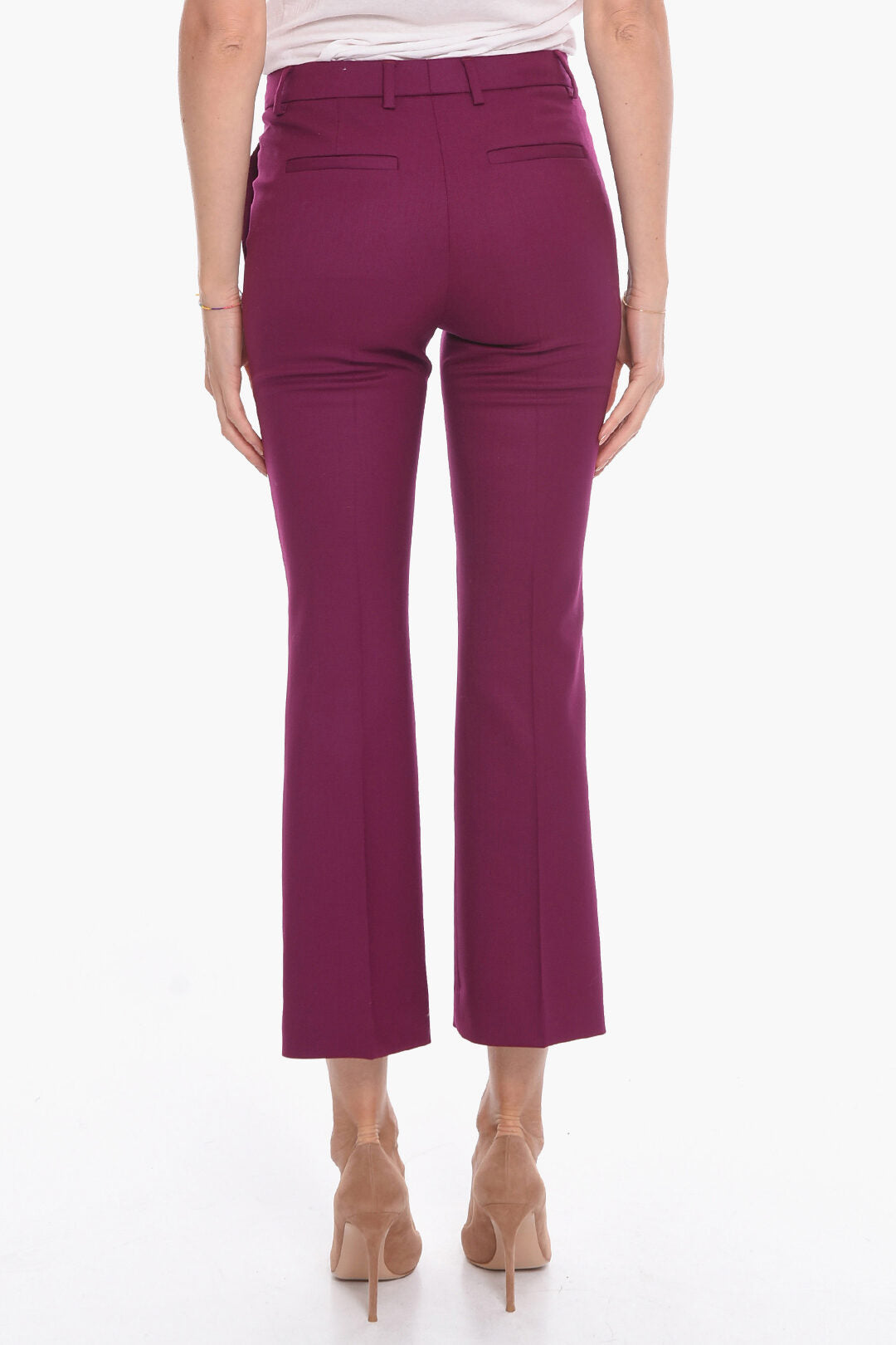 QL2 Virgin Wool Front-pleated Trousers with Cropped Leg