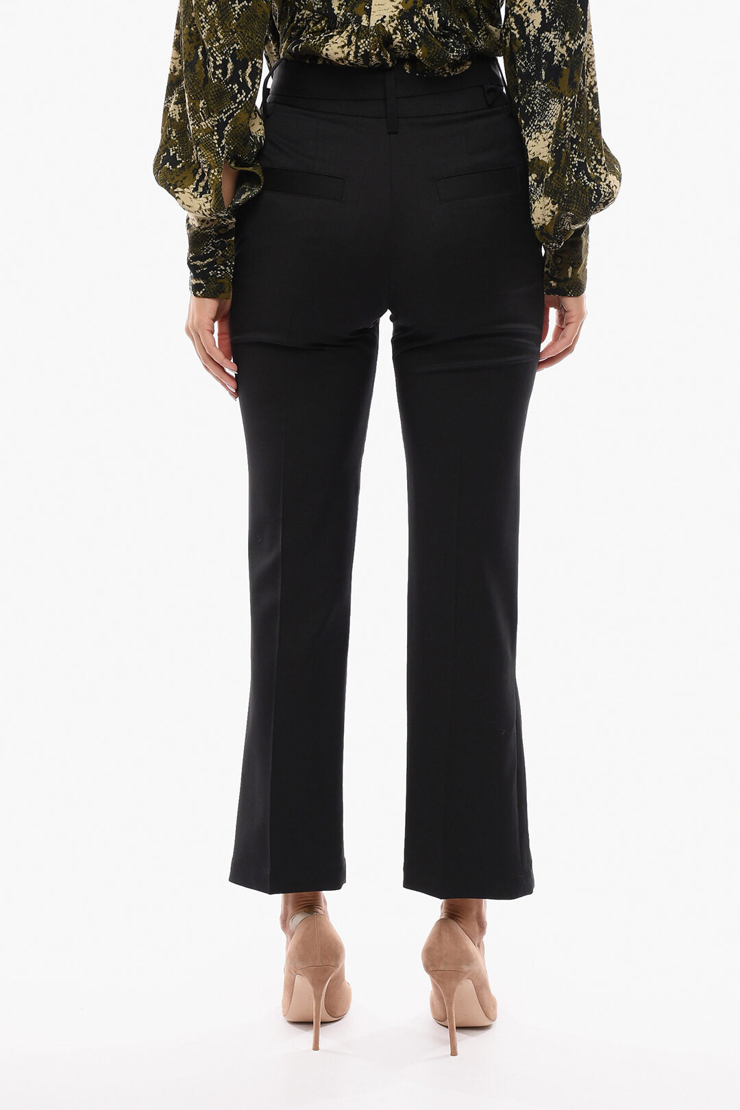 Eudon Choi Virgin Wool Pants with Ankle Slit and Belt