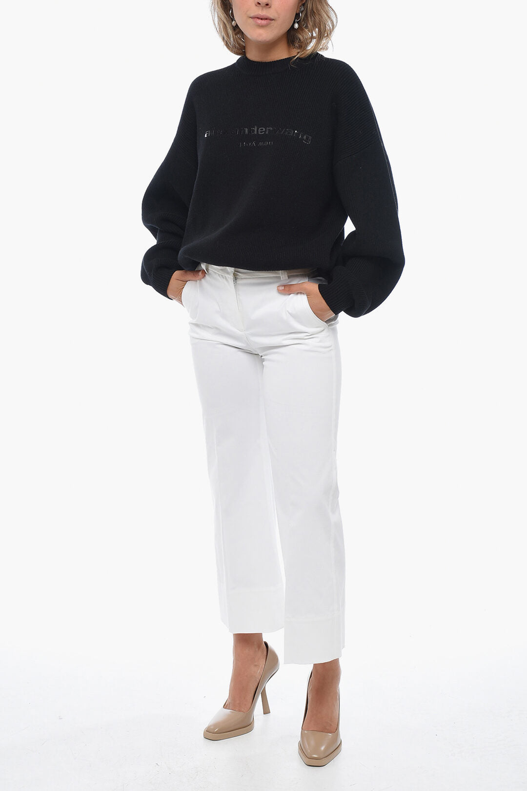 QL2 Wide-Leg MELODY Chinos Pants with Hidden Closure