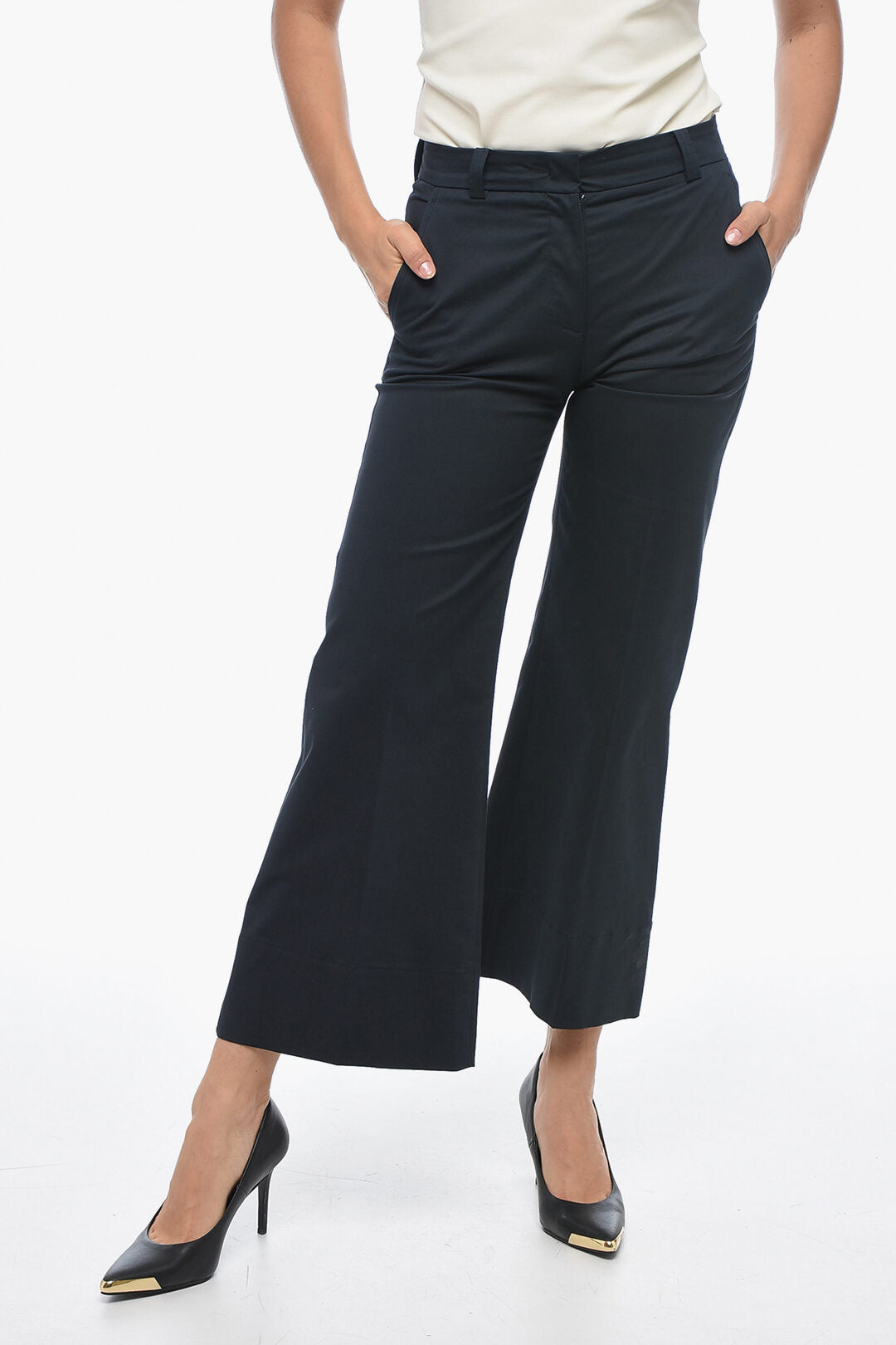 QL2 Wide-Leg MELODY Chinos Pants with Hidden Closure