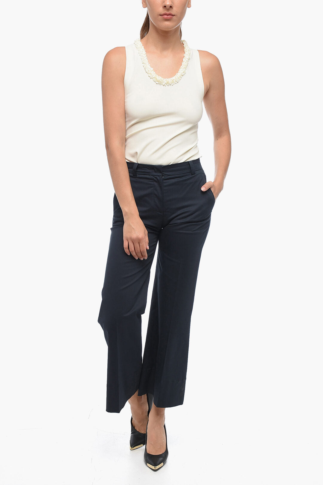 QL2 Wide-Leg MELODY Chinos Pants with Hidden Closure