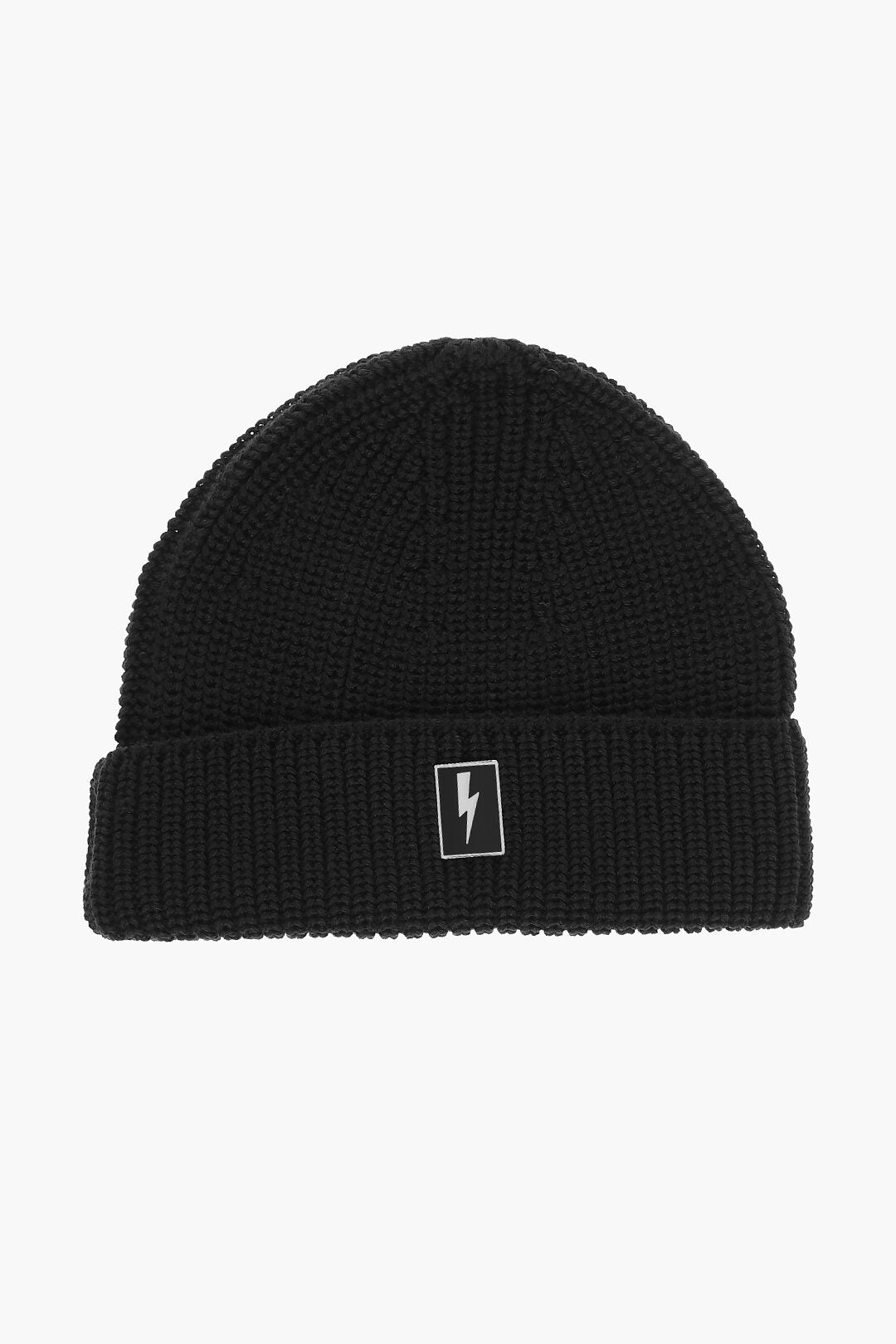 Neil Barrett Wool Blend Beanie with Logo Plaque