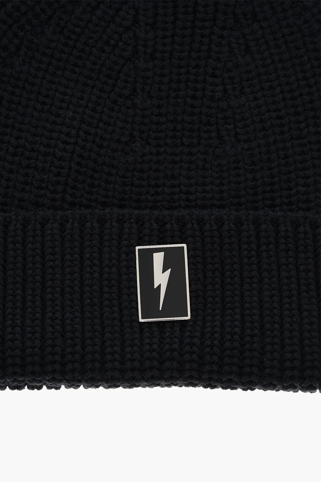 Neil Barrett Wool Blend Beanie with Logo Plaque